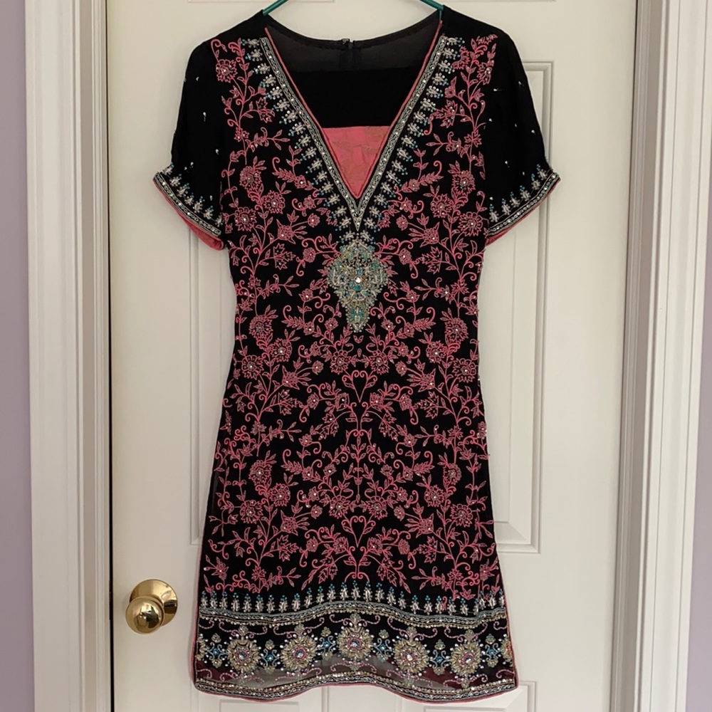 Black & Pink Heavily Embellished 3-Piece Suit